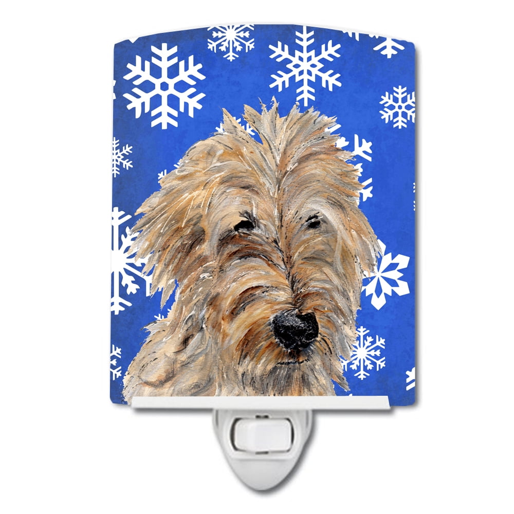 Golden Doodle 2 Winter Snowflakes Ceramic Night Light
