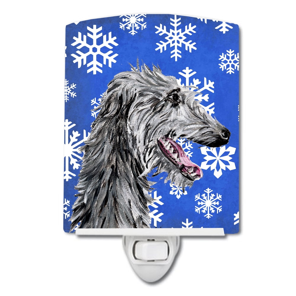 Scottish Deerhound Winter Snowflakes Ceramic Night Light