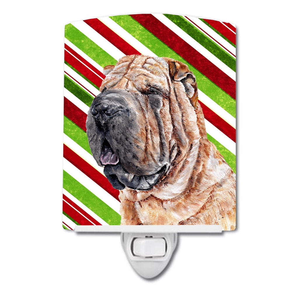SC9791CNL Shar Pei Candy Cane Christmas Ceramic Night Light