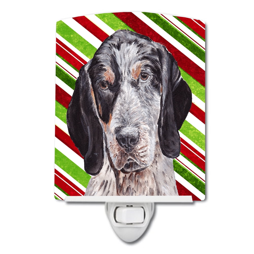 Blue Tick Coonhound Candy Cane Christmas Ceramic Night Light