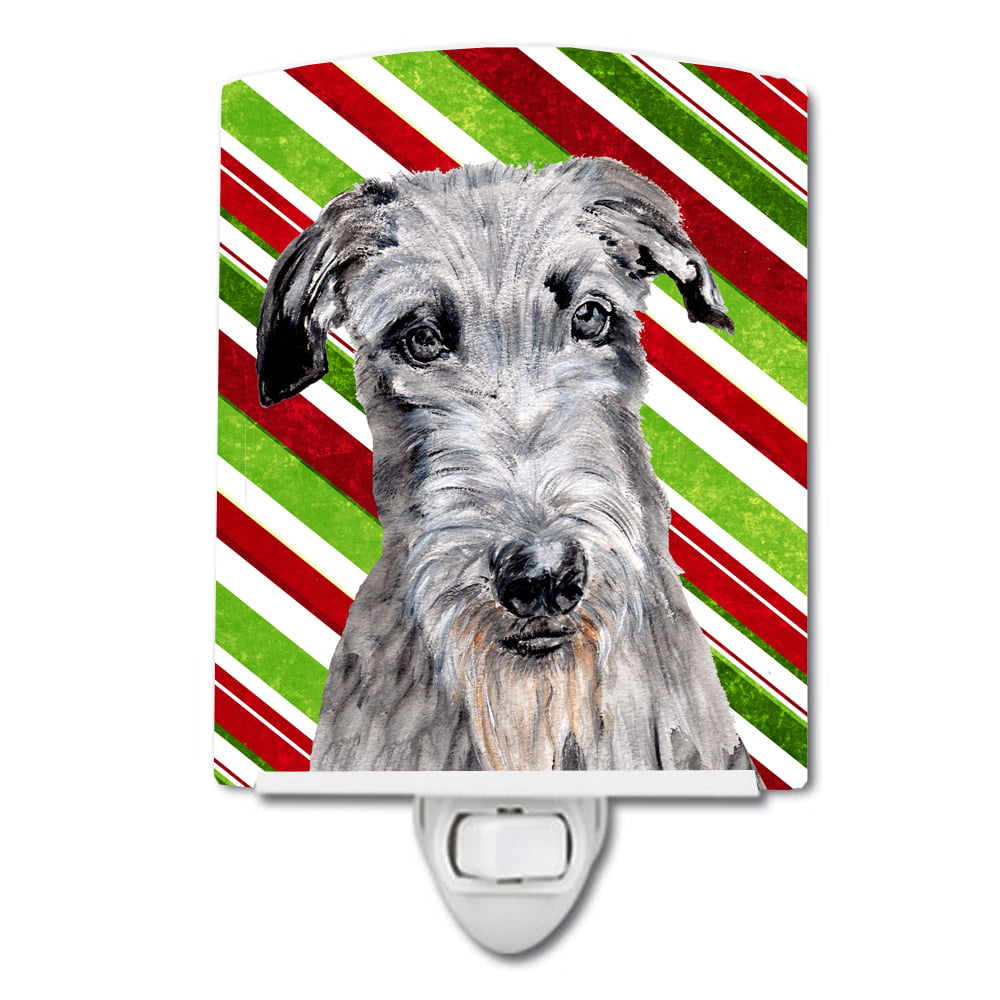 Scottish Deerhound Candy Cane Christmas Ceramic Night Light