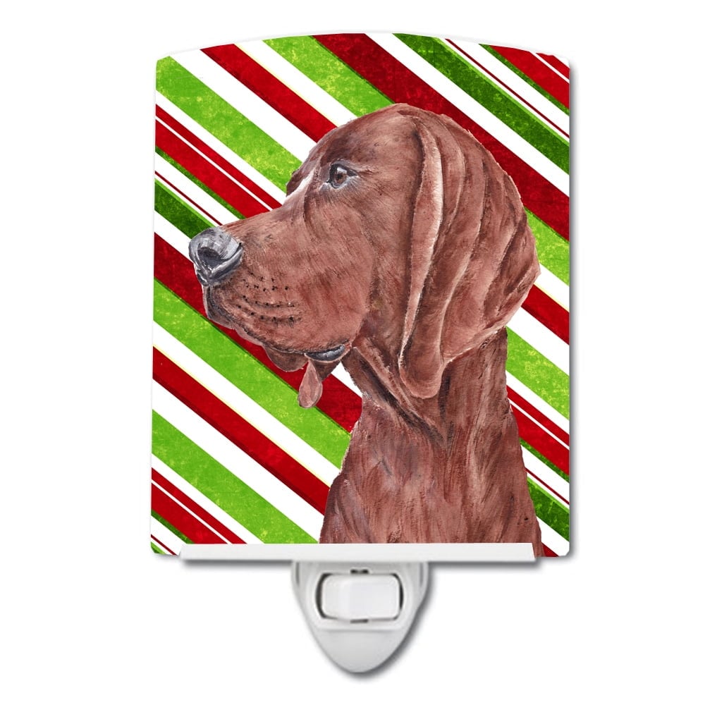 Redbone Coonhound Candy Cane Christmas Ceramic Night Light