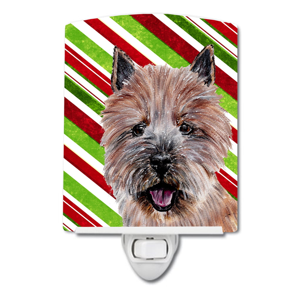 Norwich Terrier Candy Cane Christmas Ceramic Night Light