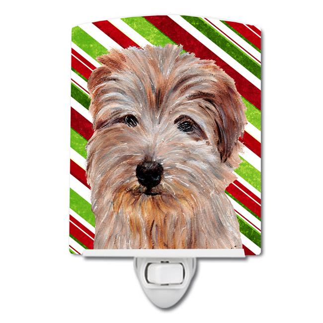 Norfolk Terrier Candy Cane Christmas Ceramic Night Light