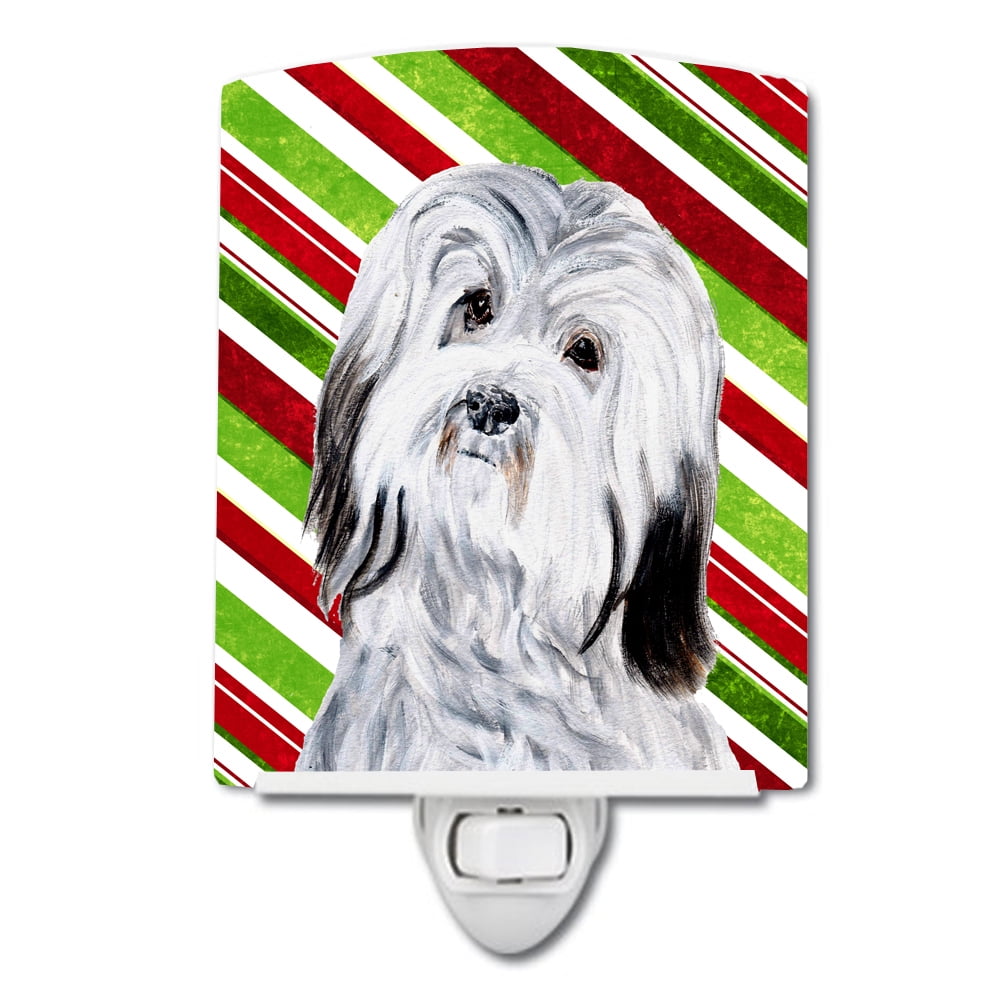 Havanese Candy Cane Christmas Ceramic Night Light