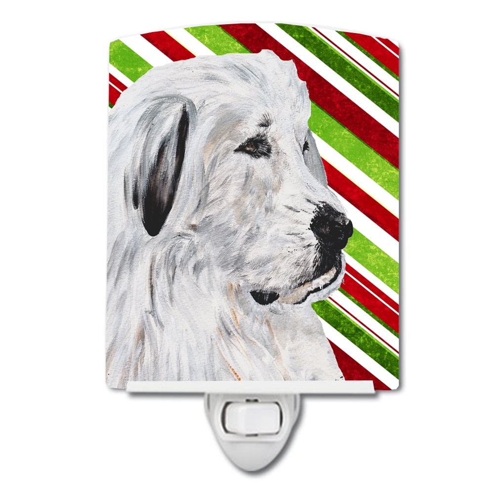 Great Pyrenees Candy Cane Christmas Ceramic Night Light