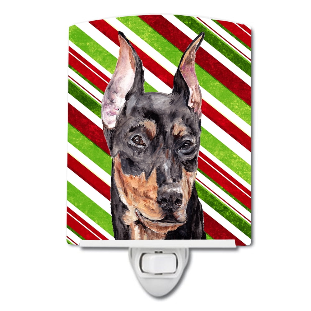 German Pinscher Candy Cane Christmas Ceramic Night Light