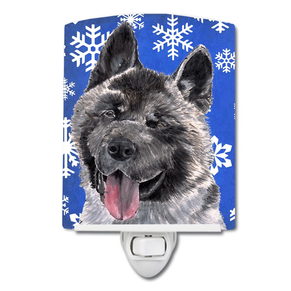 Akita Winter Snowflakes Holiday Ceramic Night Light
