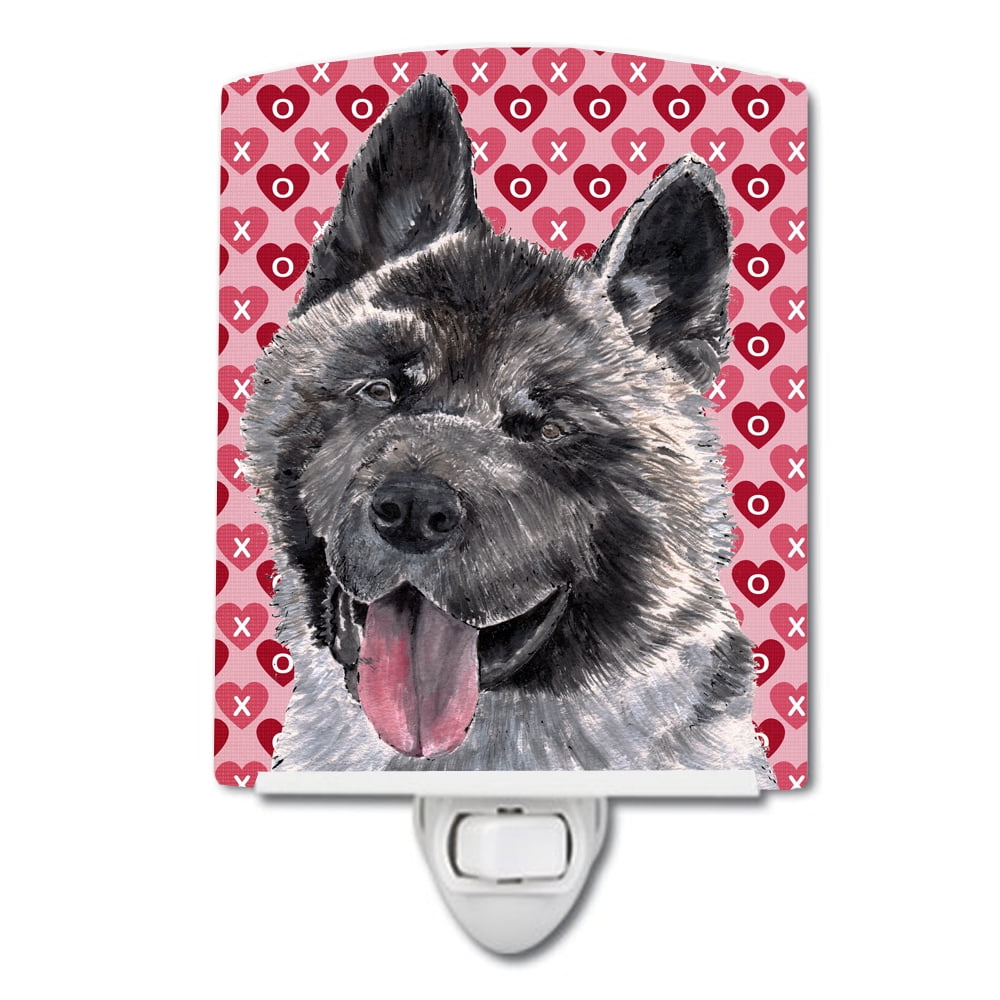 Akita Hearts Love & Valentines Day Ceramic Night Light
