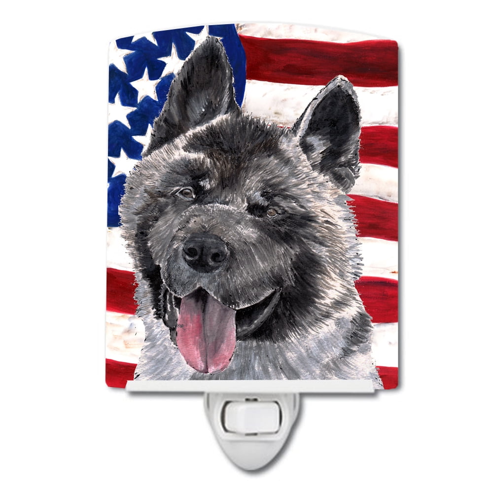SC9487CNL Akita USA Patriotic American Flag Ceramic Night Light