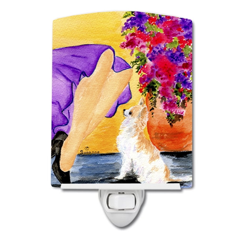 Lady with Her Chihuahua Ceramic Night Light