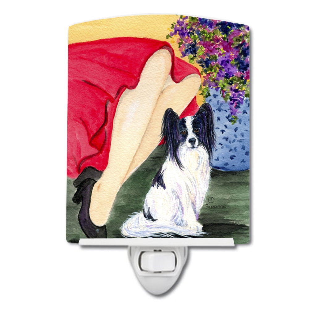 SS8523CNL Lady with Her Papillon Ceramic Night Light