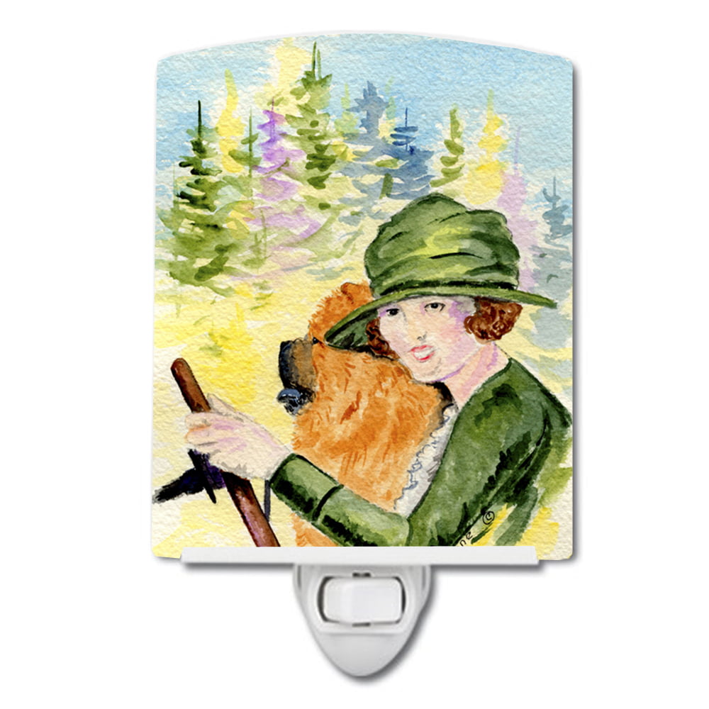 Lady Driving with Her Chow Chow Ceramic Night Light