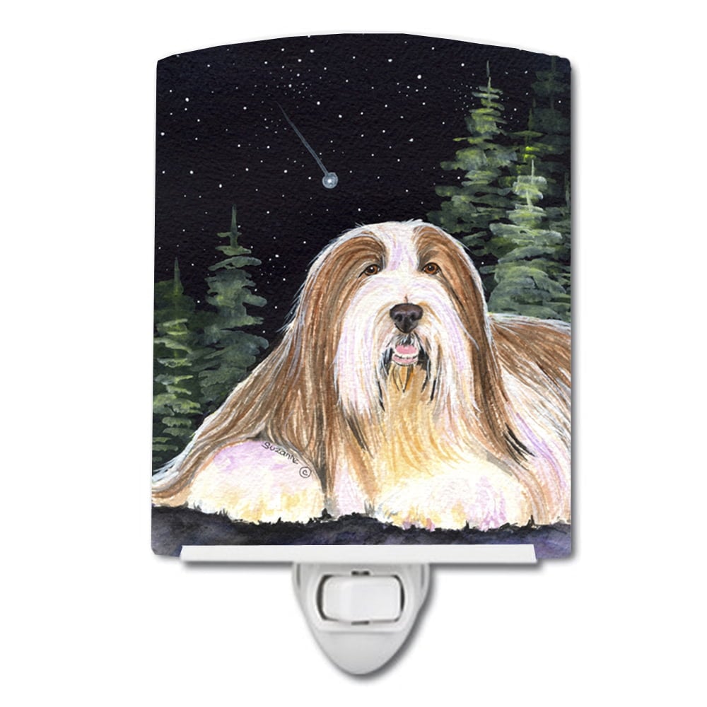 SS8529CNL Starry Night Bearded Collie Ceramic Night Light