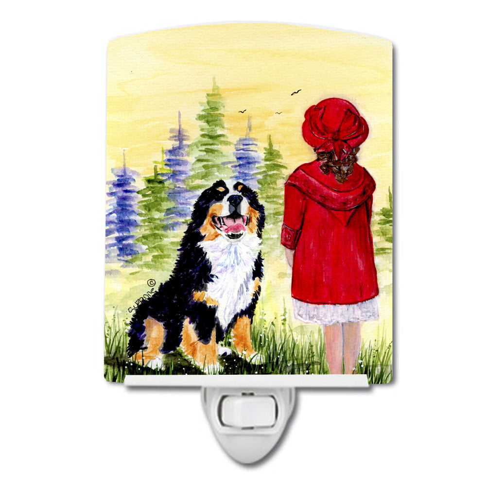 Little Girl with Her Bernese Mountain Dog Ceramic Night Light