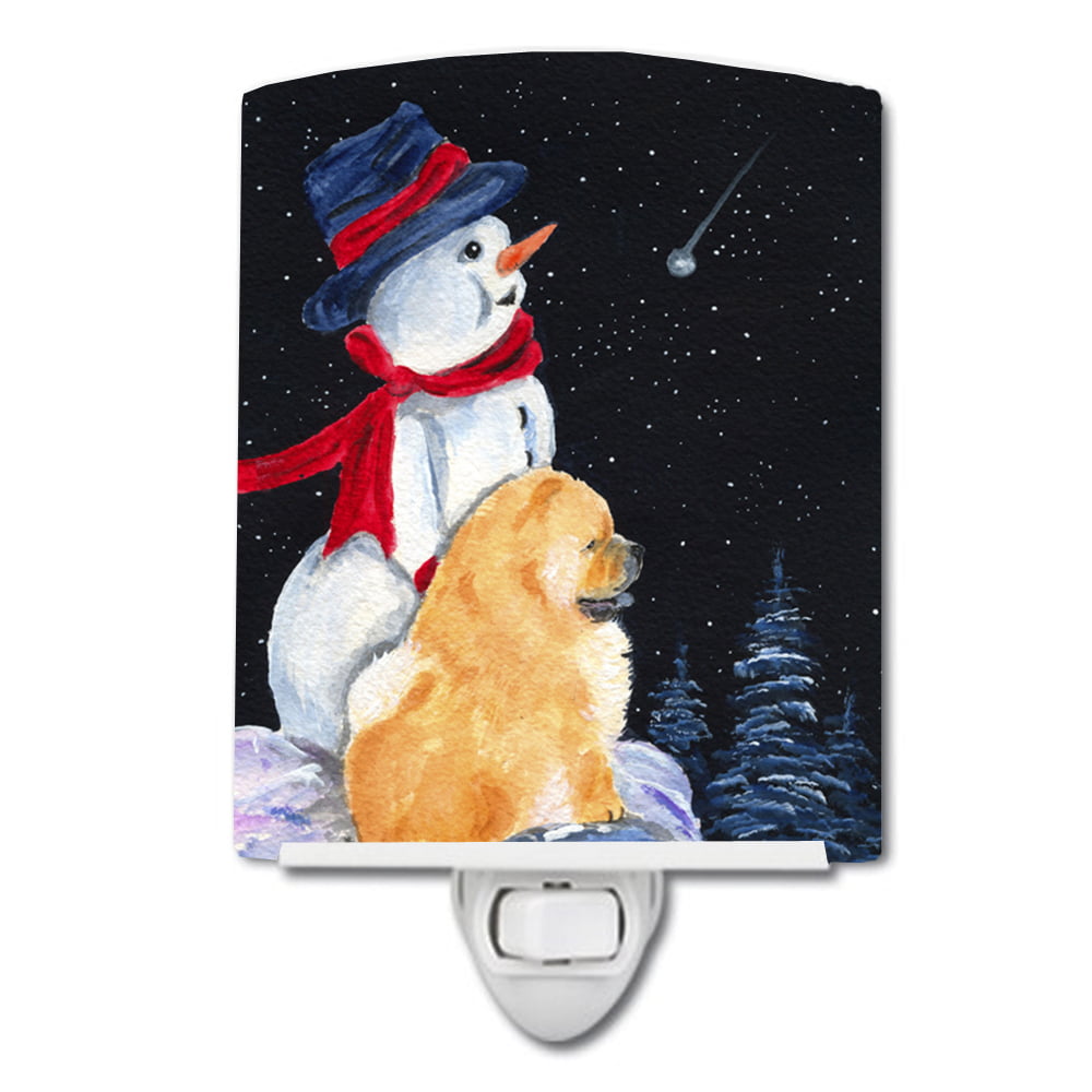 Snowman with Chow Chow Ceramic Night Light