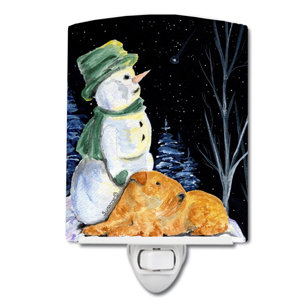 Snowman with Lakeland Terrier Ceramic Night Light