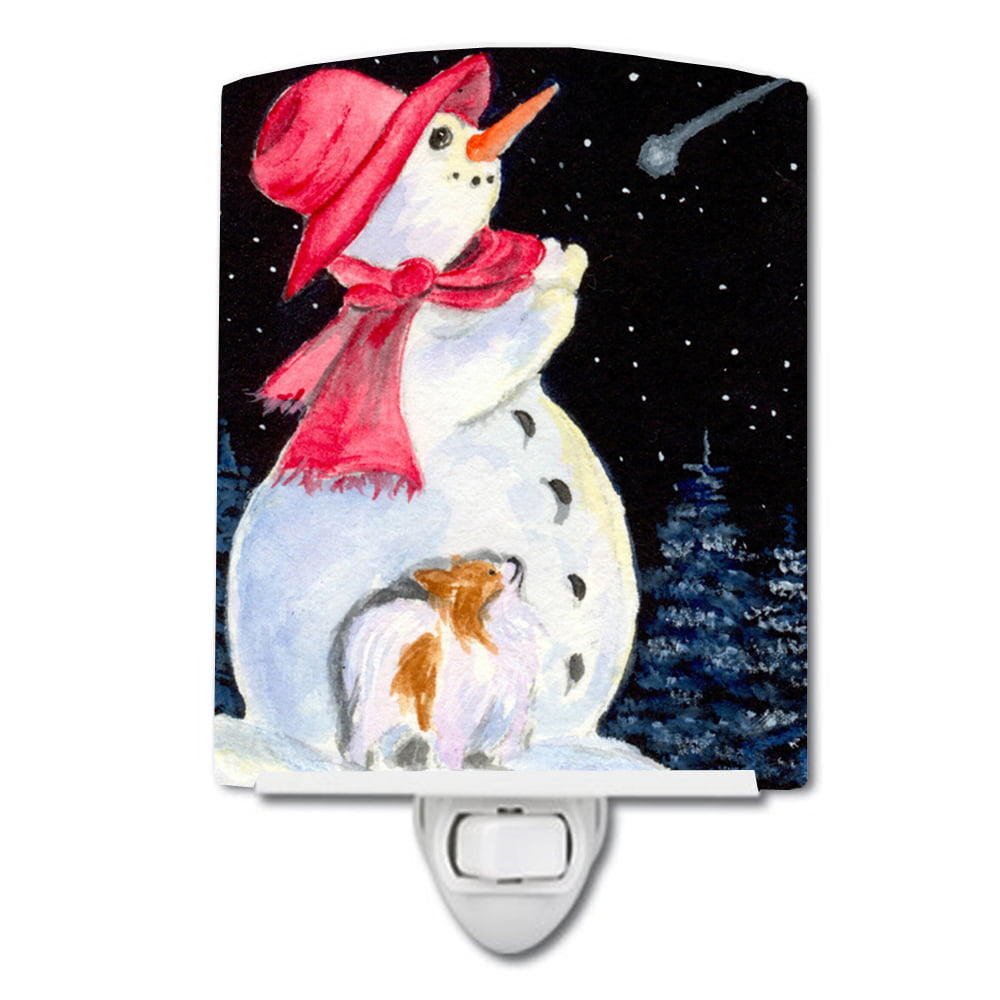 SS8793CNL Snowman with Papillon Ceramic Night Light