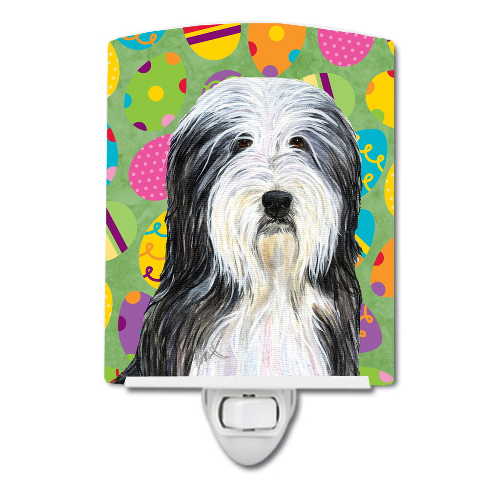 Bearded Collie Easter Eggtravaganza Ceramic Night Light