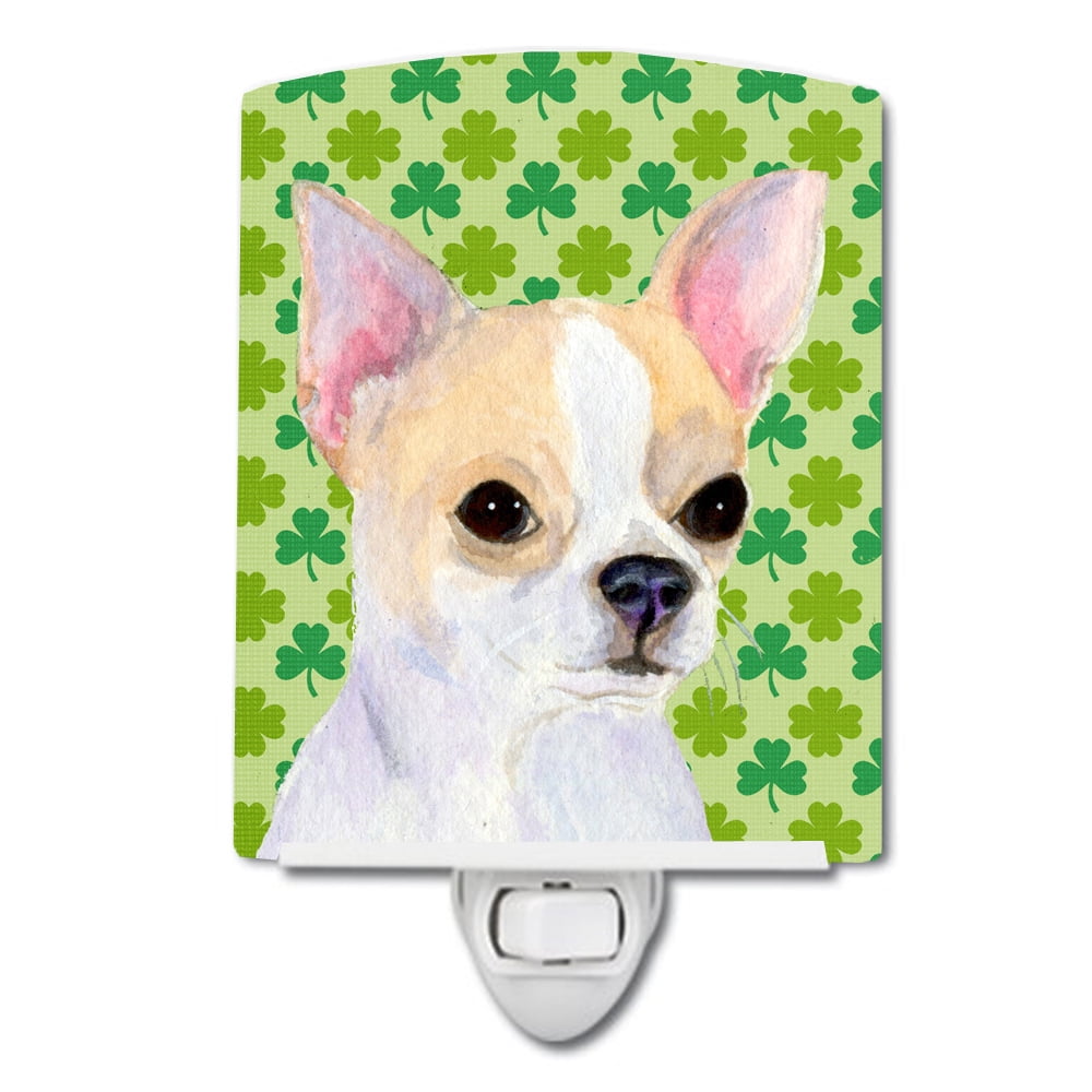 Chihuahua St. Patricks Day Shamrock Portrait Ceramic Night Light