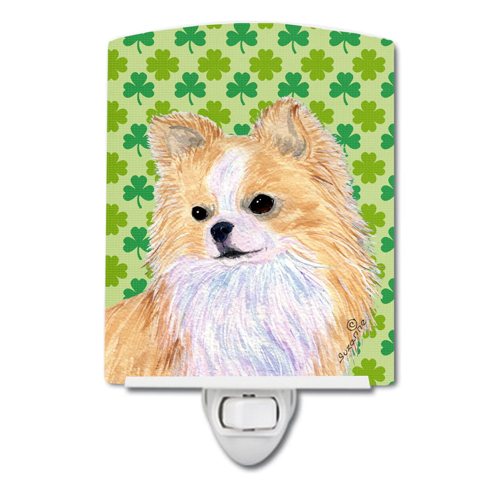 Chihuahua St. Patricks Day Shamrock Portrait Ceramic Night Light