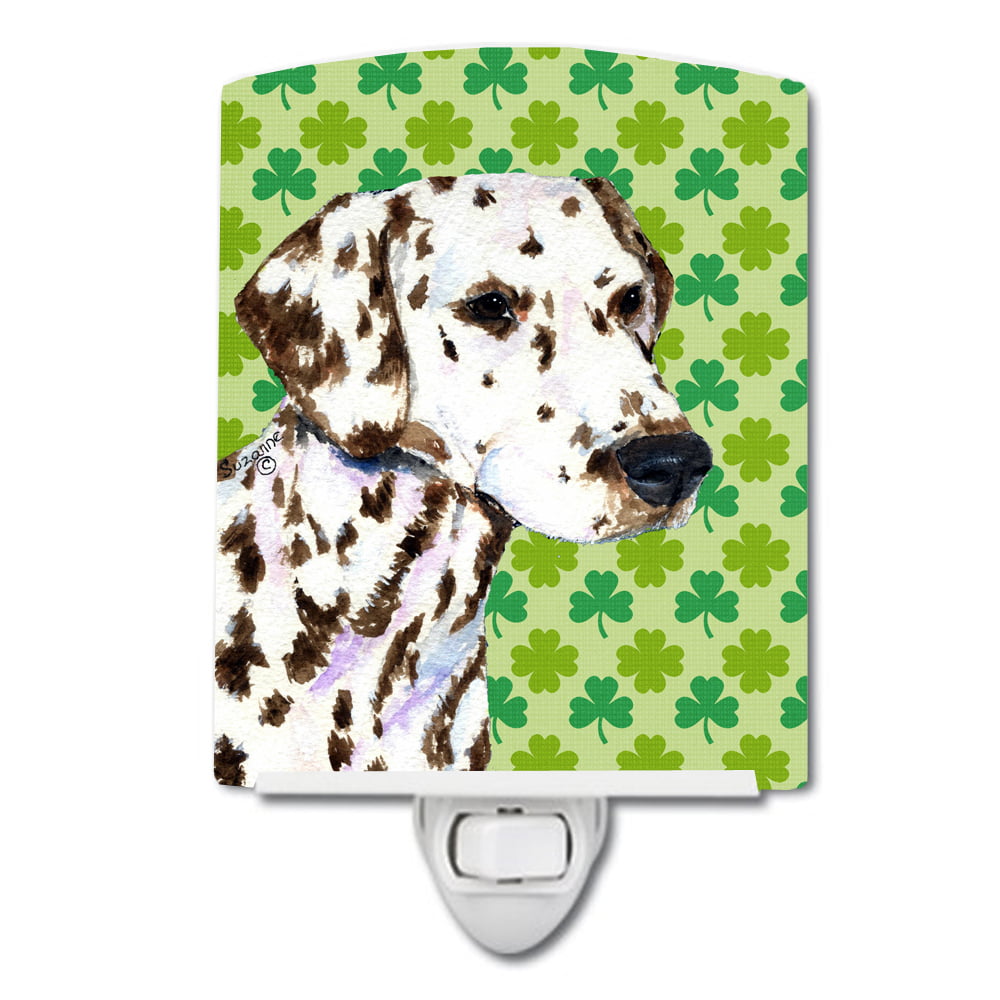 Dalmatian St. Patricks Day Shamrock Portrait Ceramic Night Light