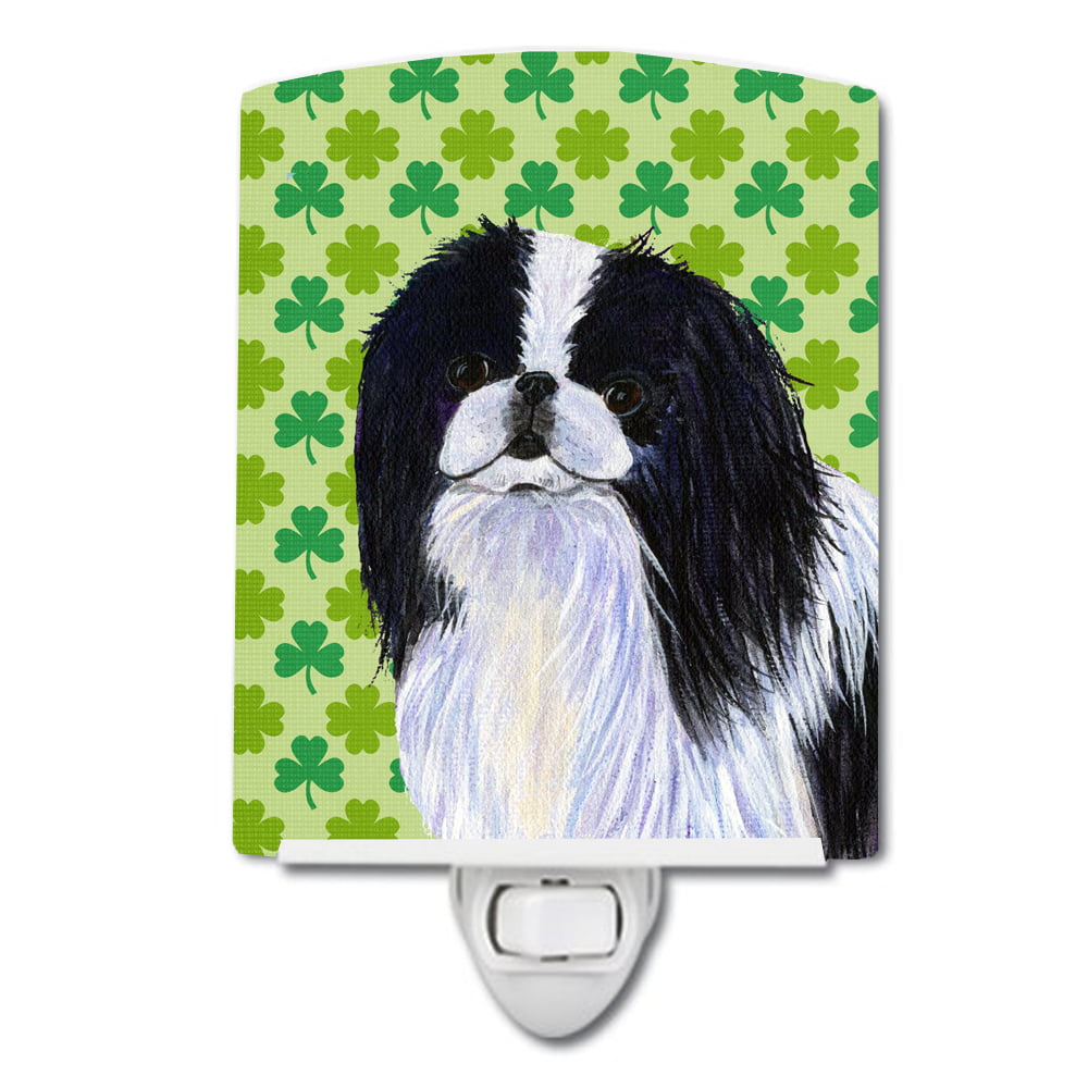 Japanese Chin St. Patricks Day Shamrock Portrait Ceramic Night Light