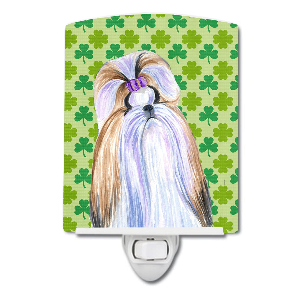 Shih Tzu St. Patricks Day Shamrock Portrait Ceramic Night Light