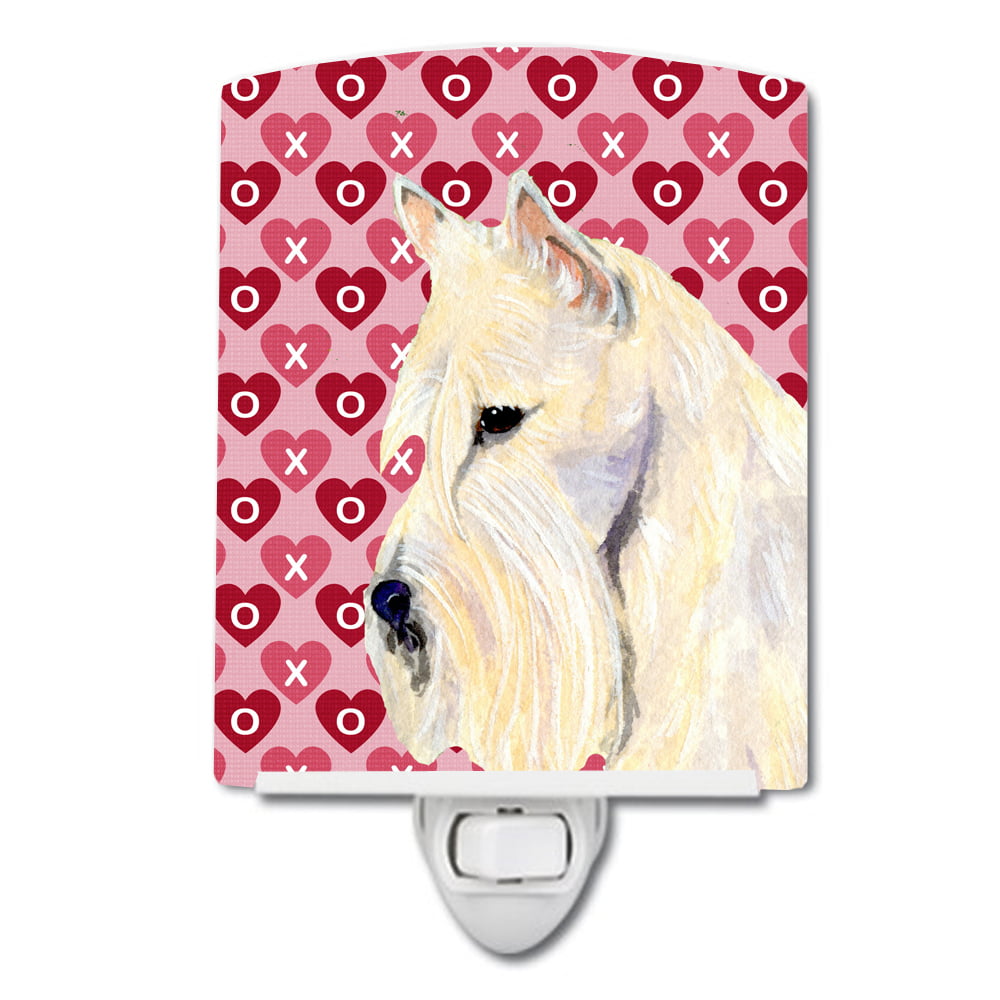 Scottish Terrier Hearts Love Valentines Day Portrait Ceramic Night Light
