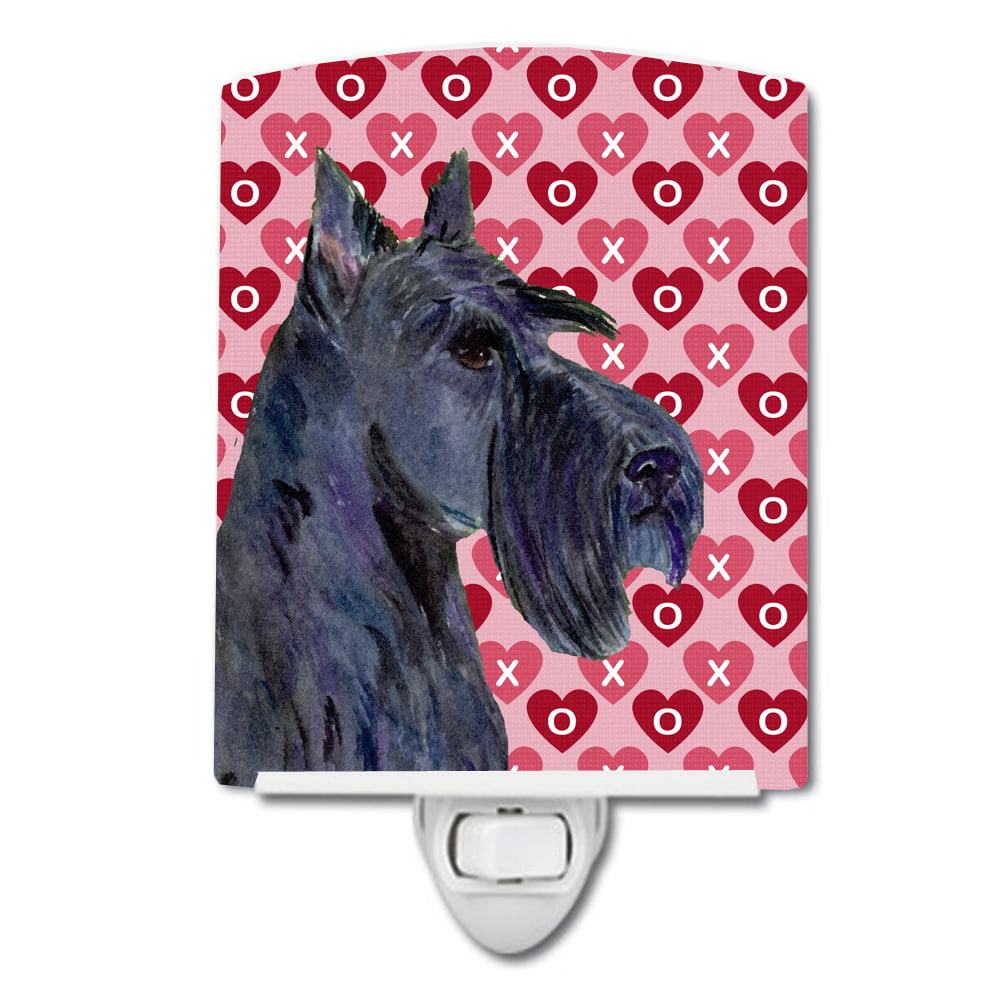 Scottish Terrier Hearts Love Valentines Day Portrait Ceramic Night Light