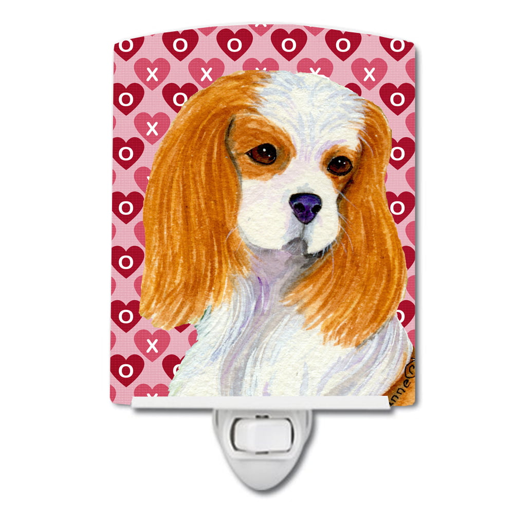 Cavalier Spaniel Hearts Love & Valentines Day Portrait Ceramic Night Light