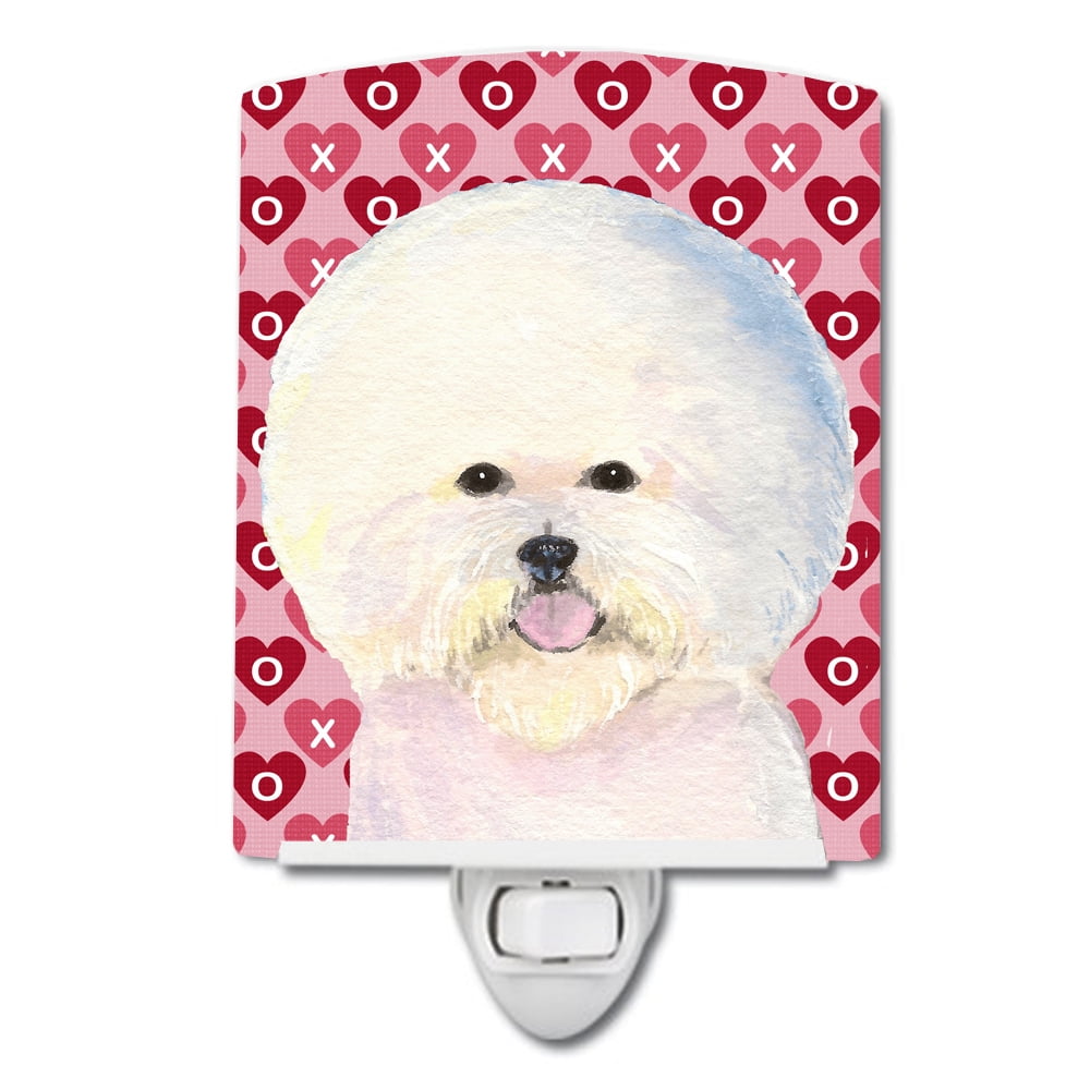 Bichon Frise Hearts Love & Valentines Day Portrait Ceramic Night Light