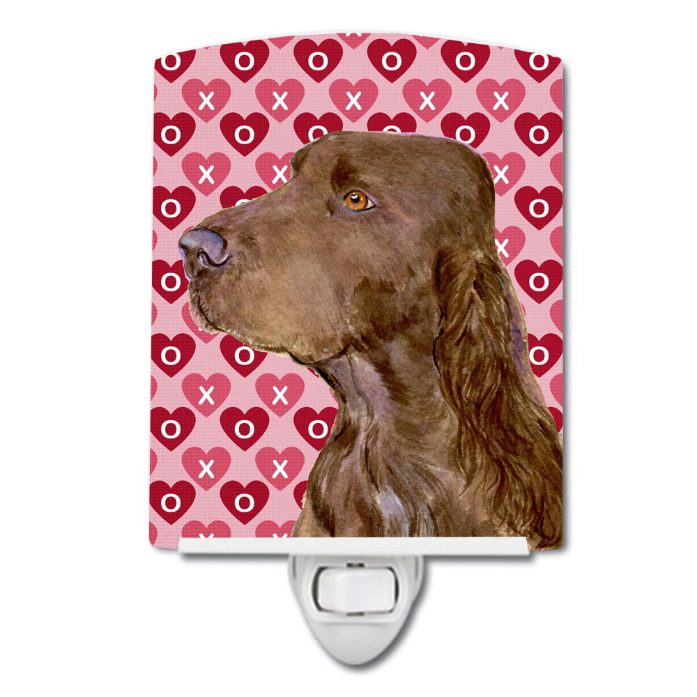 Field Spaniel Hearts Love & Valentines Day Portrait Ceramic Night Light