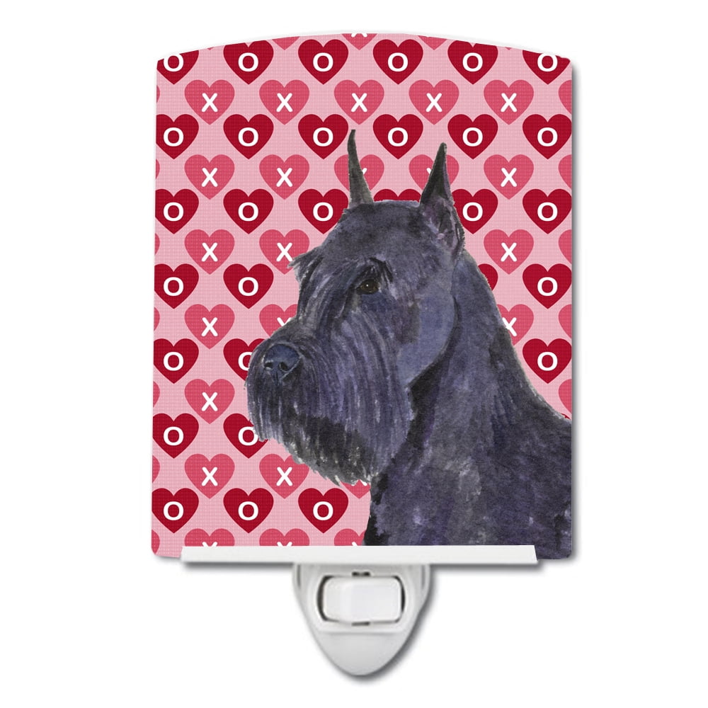 Schnauzer Hearts Love & Valentines Day Portrait Ceramic Night Light