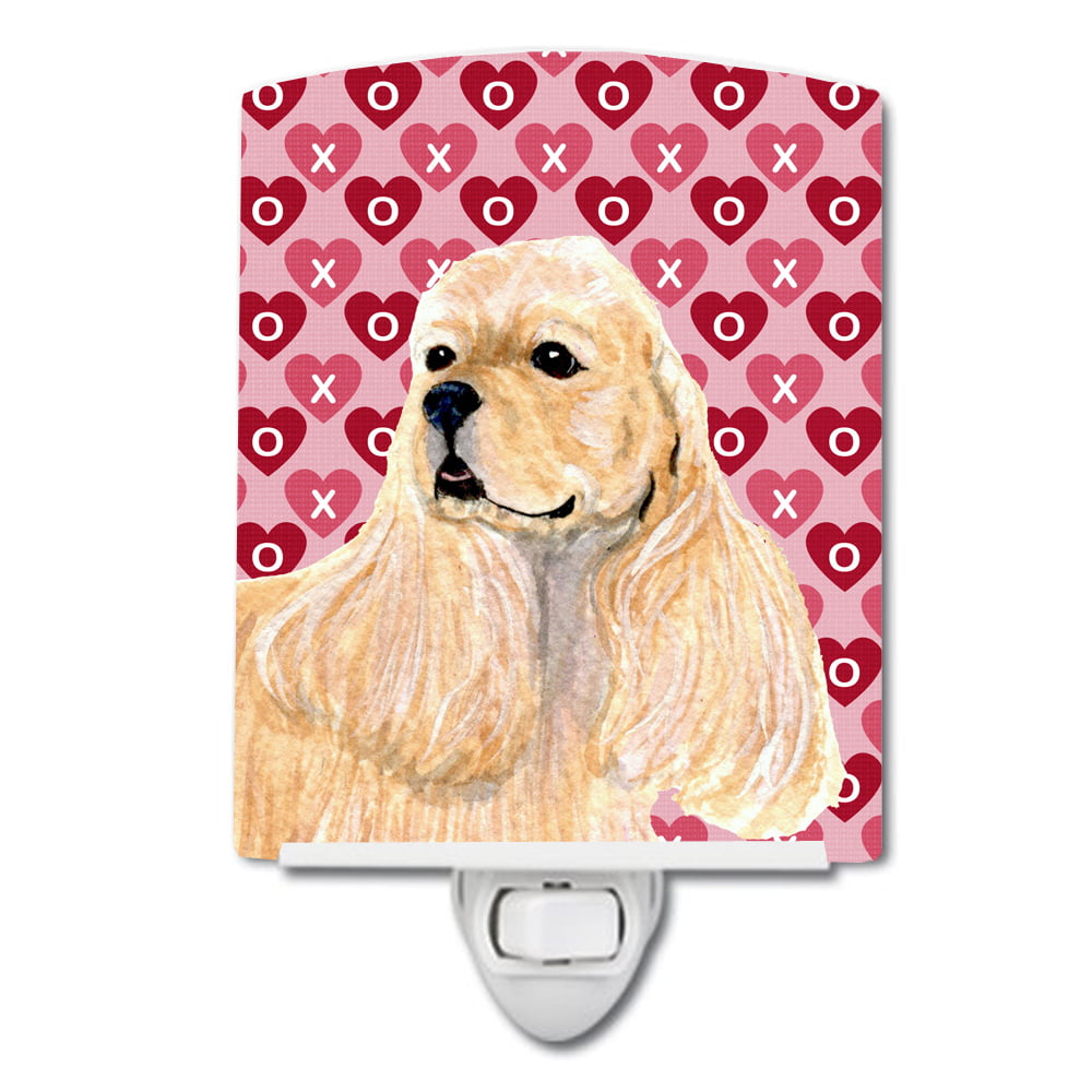 Buff Cocker Spaniel Hearts Love Valentines Day Ceramic Night Light