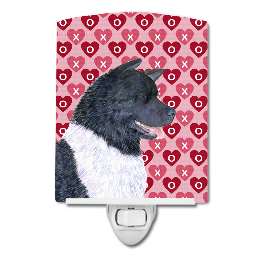 Akita Hearts Love & Valentines Day Portrait Ceramic Night Light
