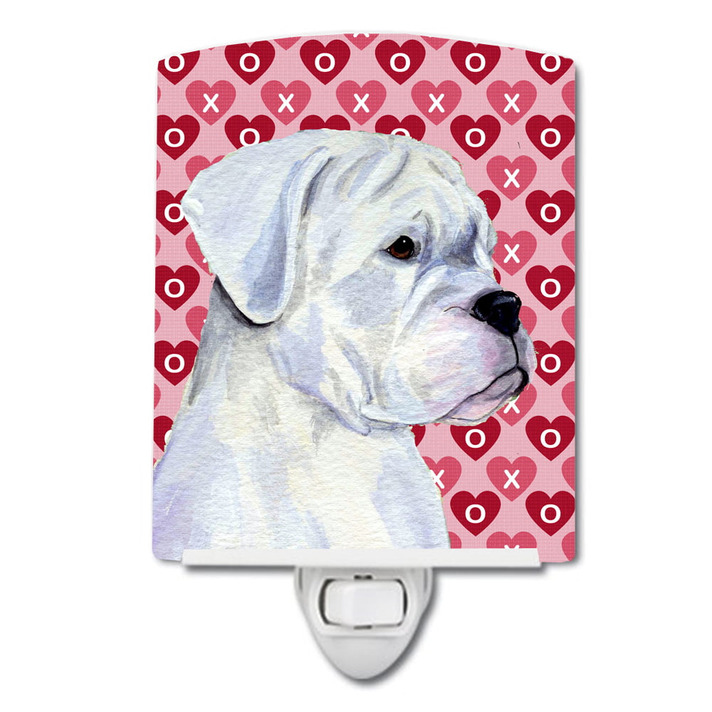 Boxer Hearts Love & Valentines Day Portrait Ceramic Night Light