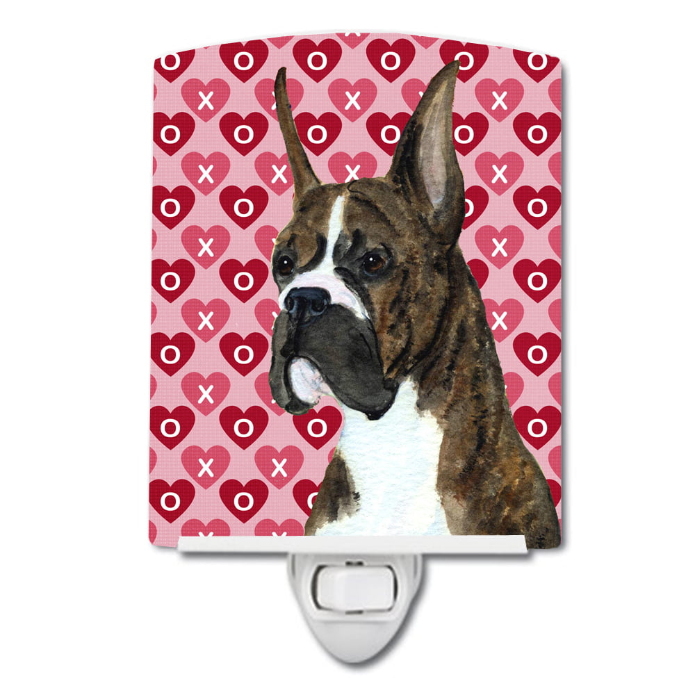 Boxer Hearts Love & Valentines Day Portrait Ceramic Night Light