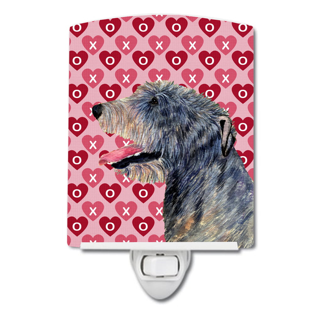 Irish Wolfhound Hearts Love & Valentines Day Portrait Ceramic Night Light