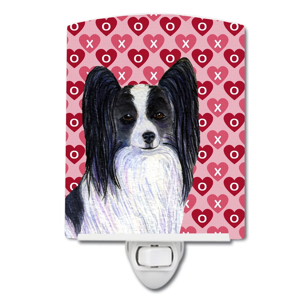 Papillon Hearts Love & Valentines Day Portrait Ceramic Night Light