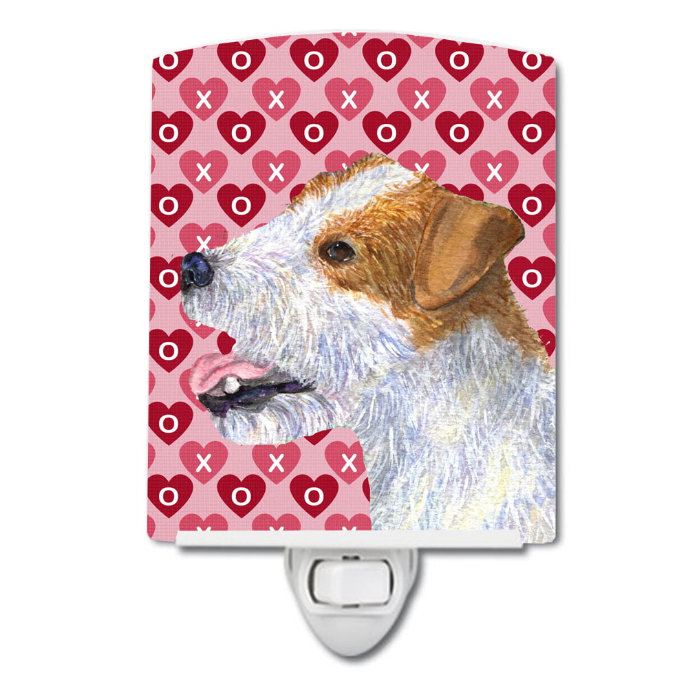 Jack Russell Terrier Hearts Love & Valentines Day Portrait Ceramic Night Light