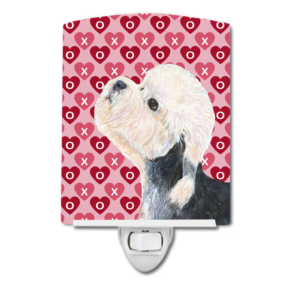 Dandie Dinmont Terrier Hearts Love Valentines Day Ceramic Night Light