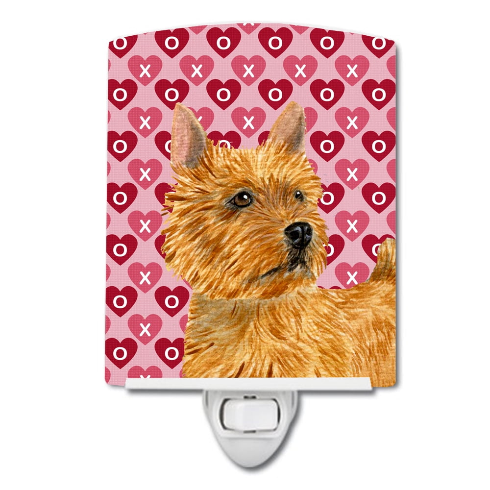 Norwich Terrier Hearts Love & Valentines Day Portrait Ceramic Night Light
