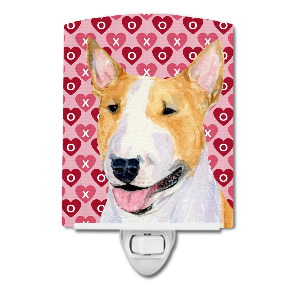 Bull Terrier Hearts Love & Valentines Day Portrait Ceramic Night Light