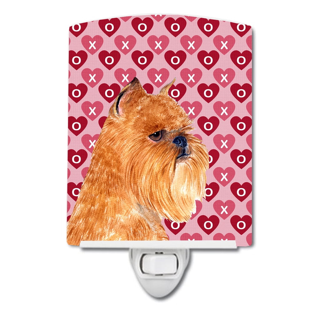 Brussels Griffon Hearts Love & Valentines Day Portrait Ceramic Night Light