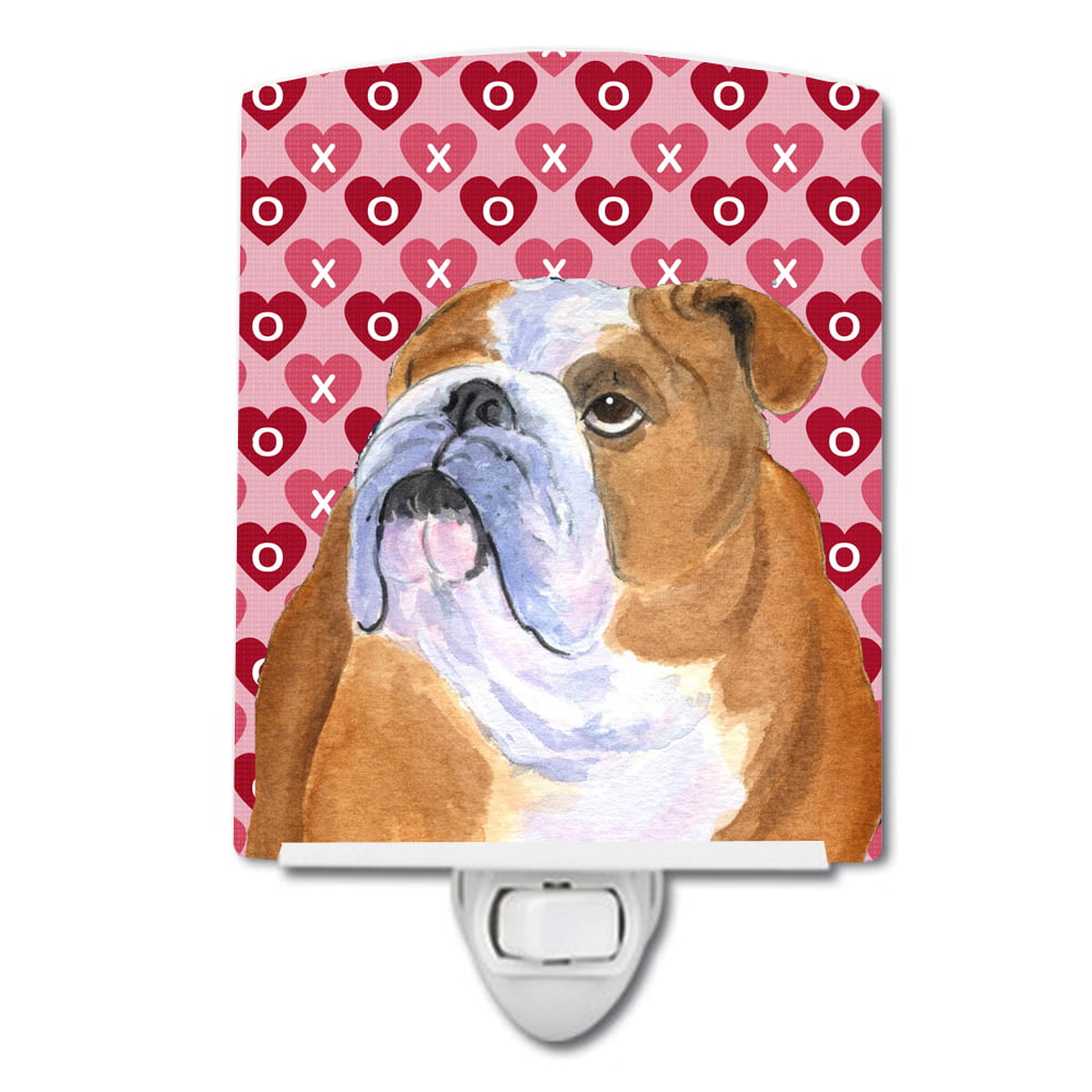 Bulldog English Hearts Love Valentines Day Ceramic Night Light