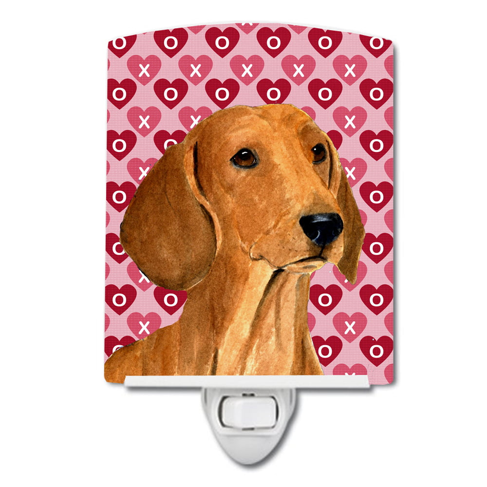 Dachshund Hearts Love & Valentines Day Portrait Ceramic Night Light