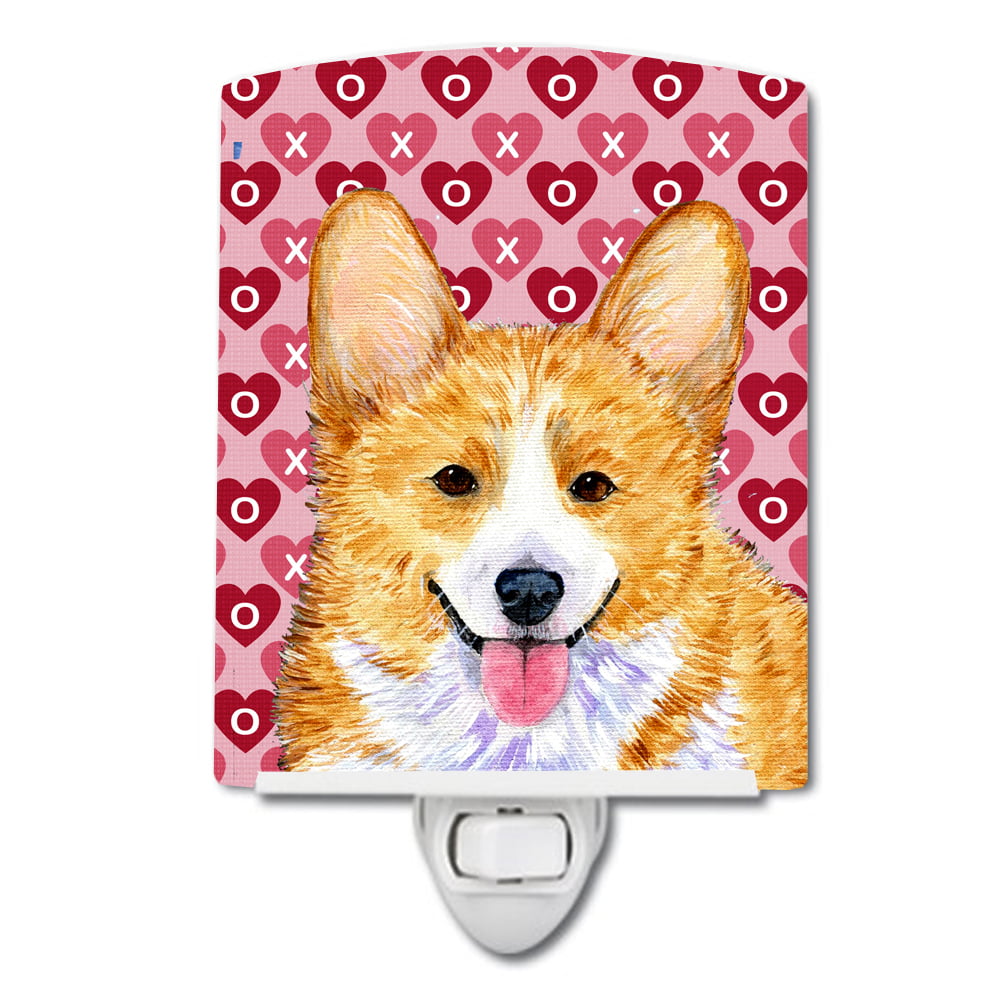 Corgi Hearts Love & Valentines Day Portrait Ceramic Night Light