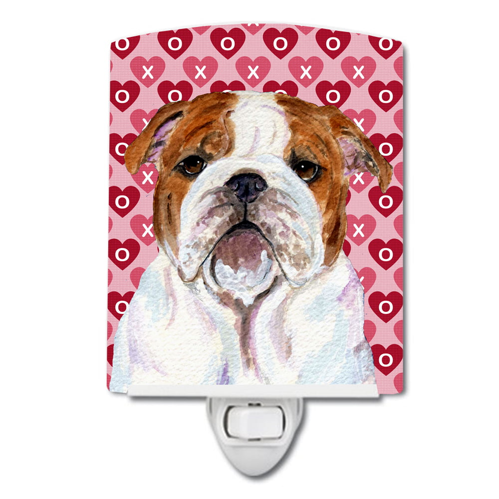 Bulldog English Hearts Love Valentines Day Ceramic Night Light