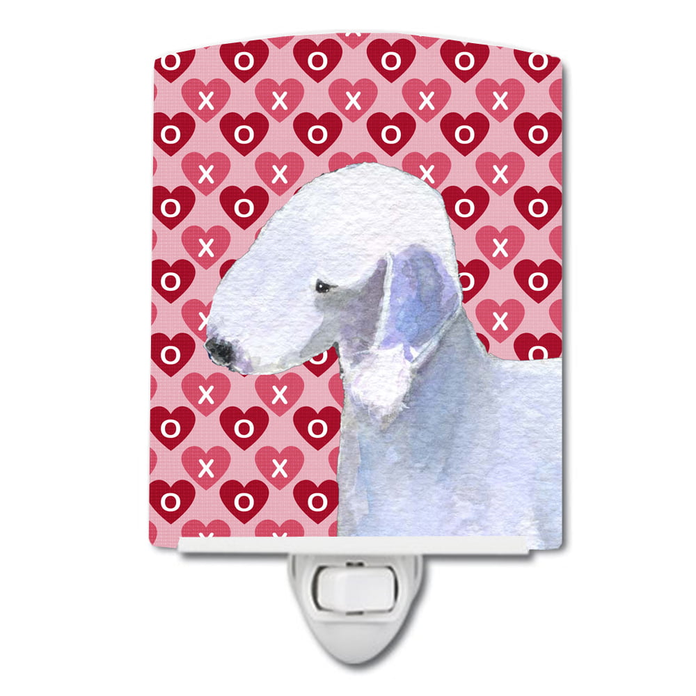 Bedlington Terrier Hearts Love & Valentines Day Portrait Ceramic Night Light